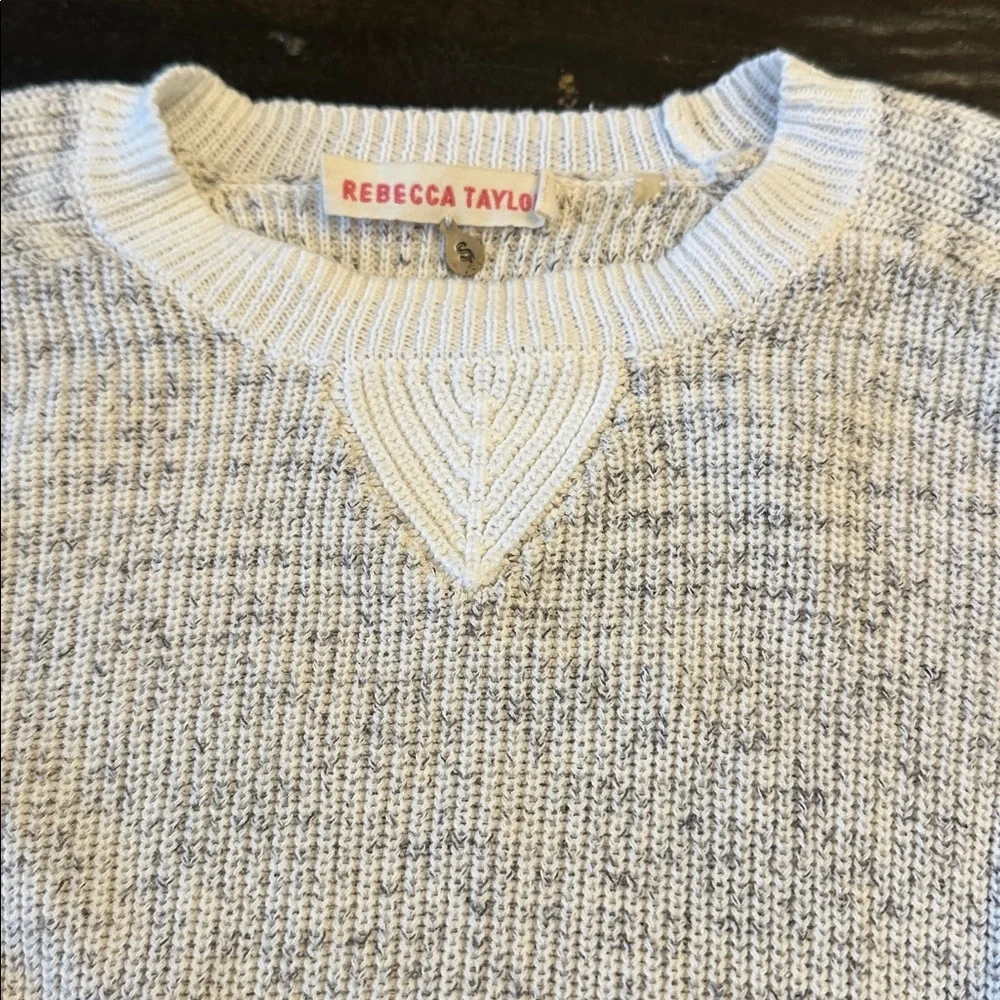 Rebecca Taylor Peplum white grey ruffle long sleeve sweater women size Small